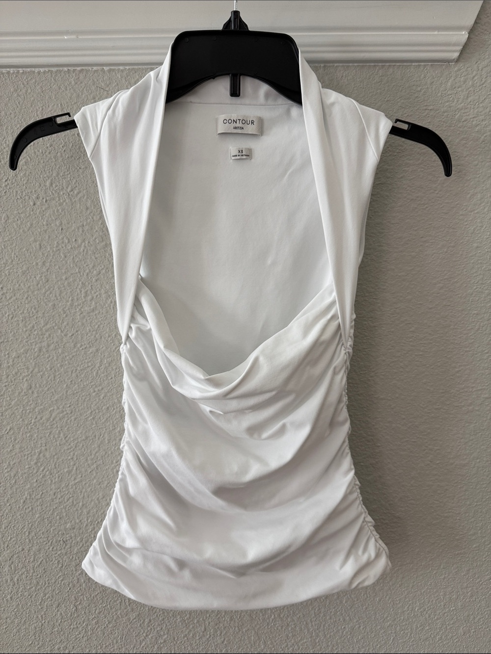 Aritzia Contour White Ruched Top